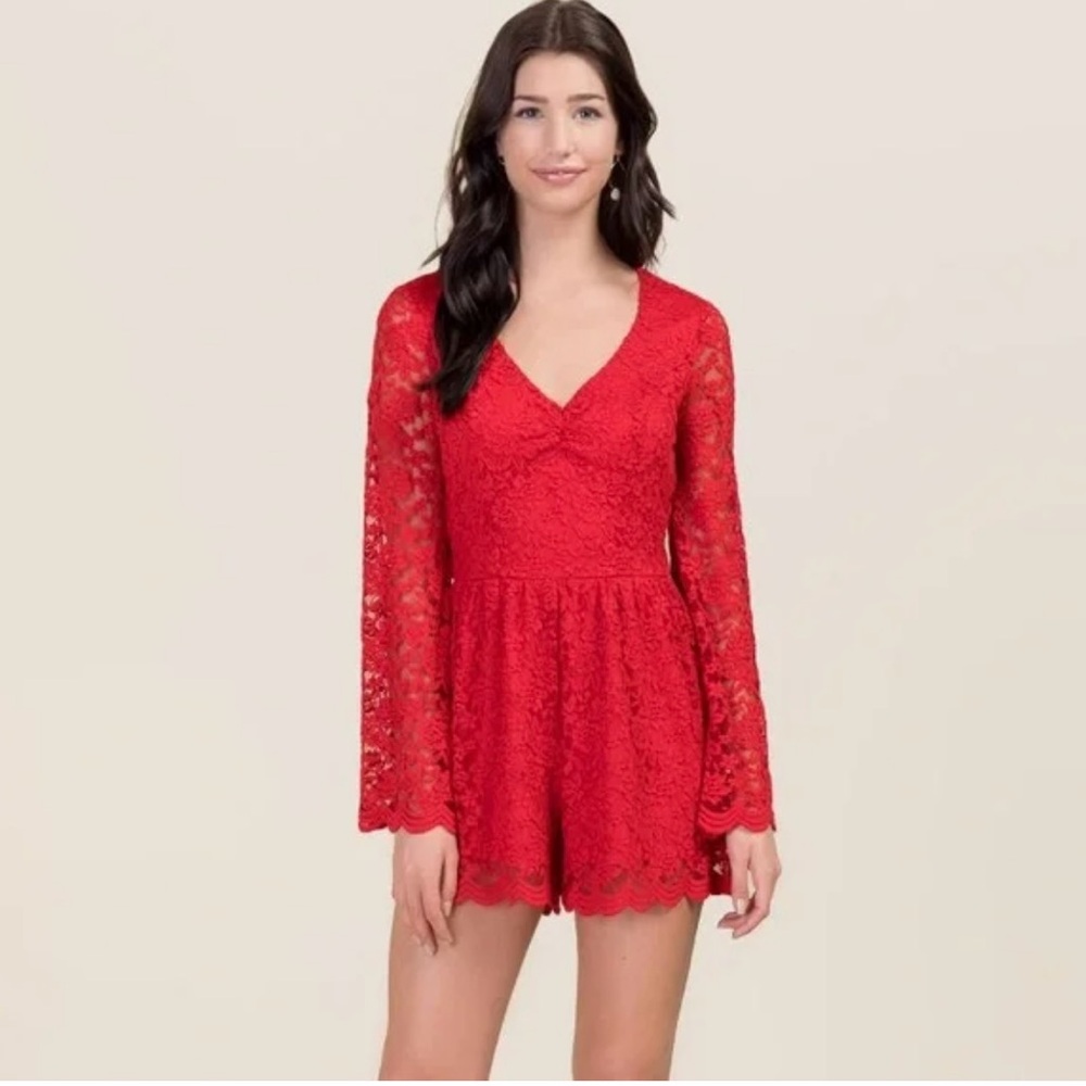 Miami Red Lace Romper